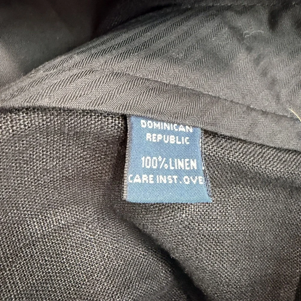 Vintage Polo Ralph Lauren Cuffed Pleated Trouser Pants Black 100% Linen 36x32